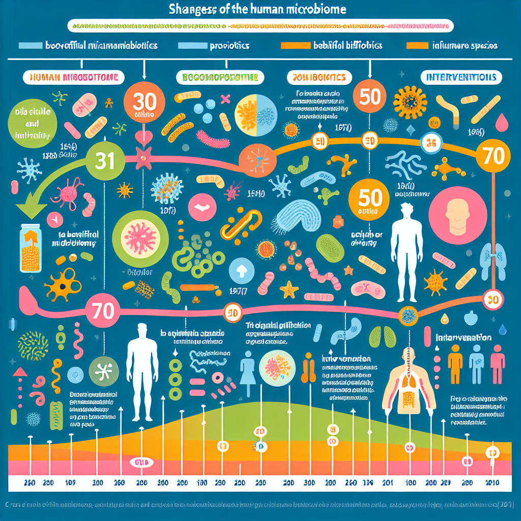 Aging gut timeline showing microbiome changes over decades