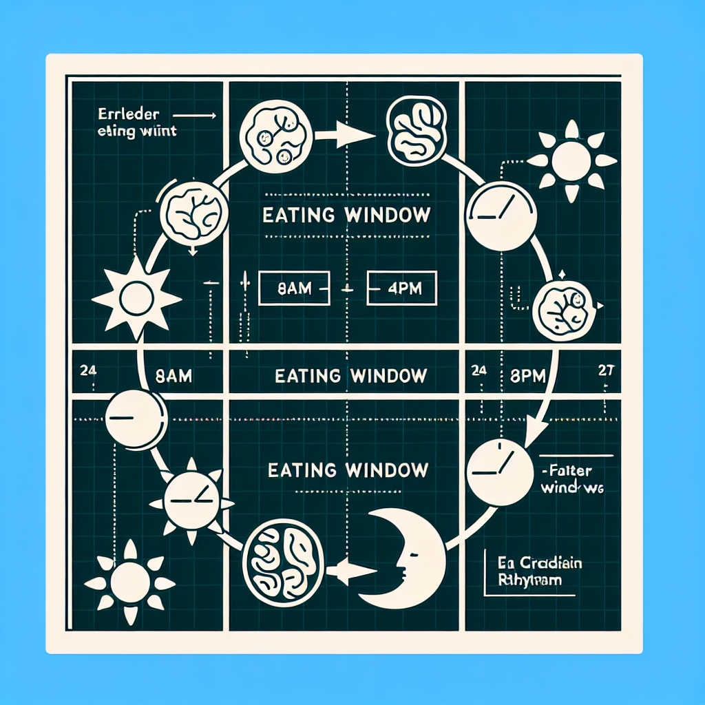 Diagram showing alignment of eating windows with circadian rhythm for optimal autophagy