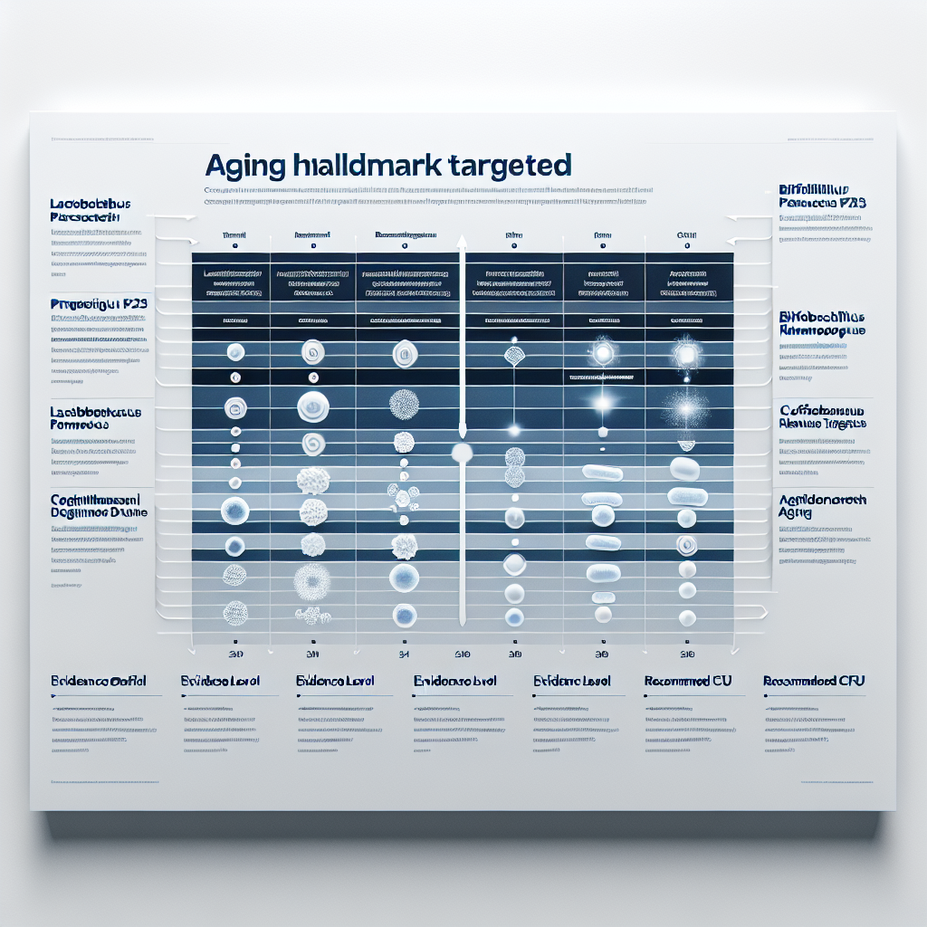 Chart of probiotic strains and their effects on aging hallmarks