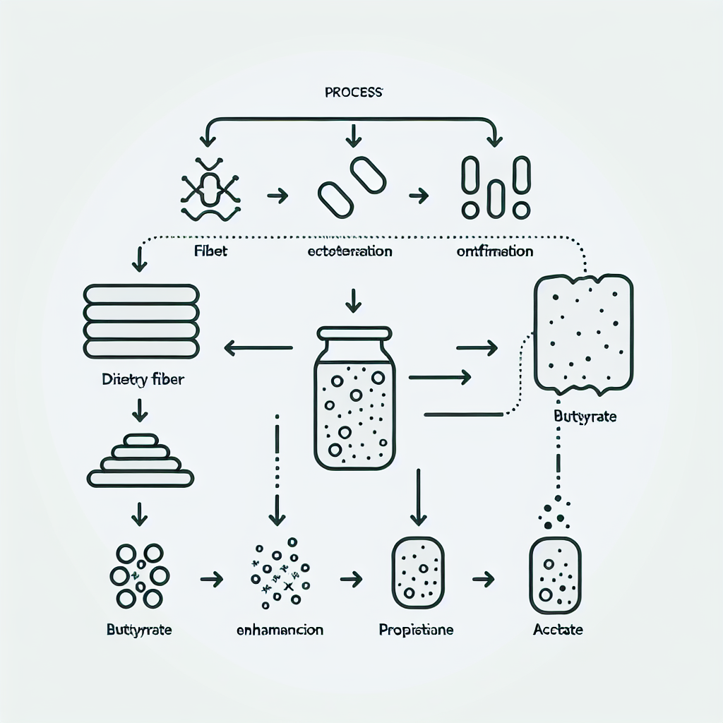 Pathway diagram of SCFA production and health benefits