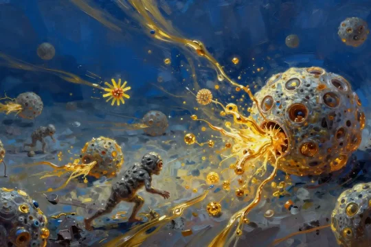 Senolytics clearing senescent cells cellular renewal in Philip Sue style